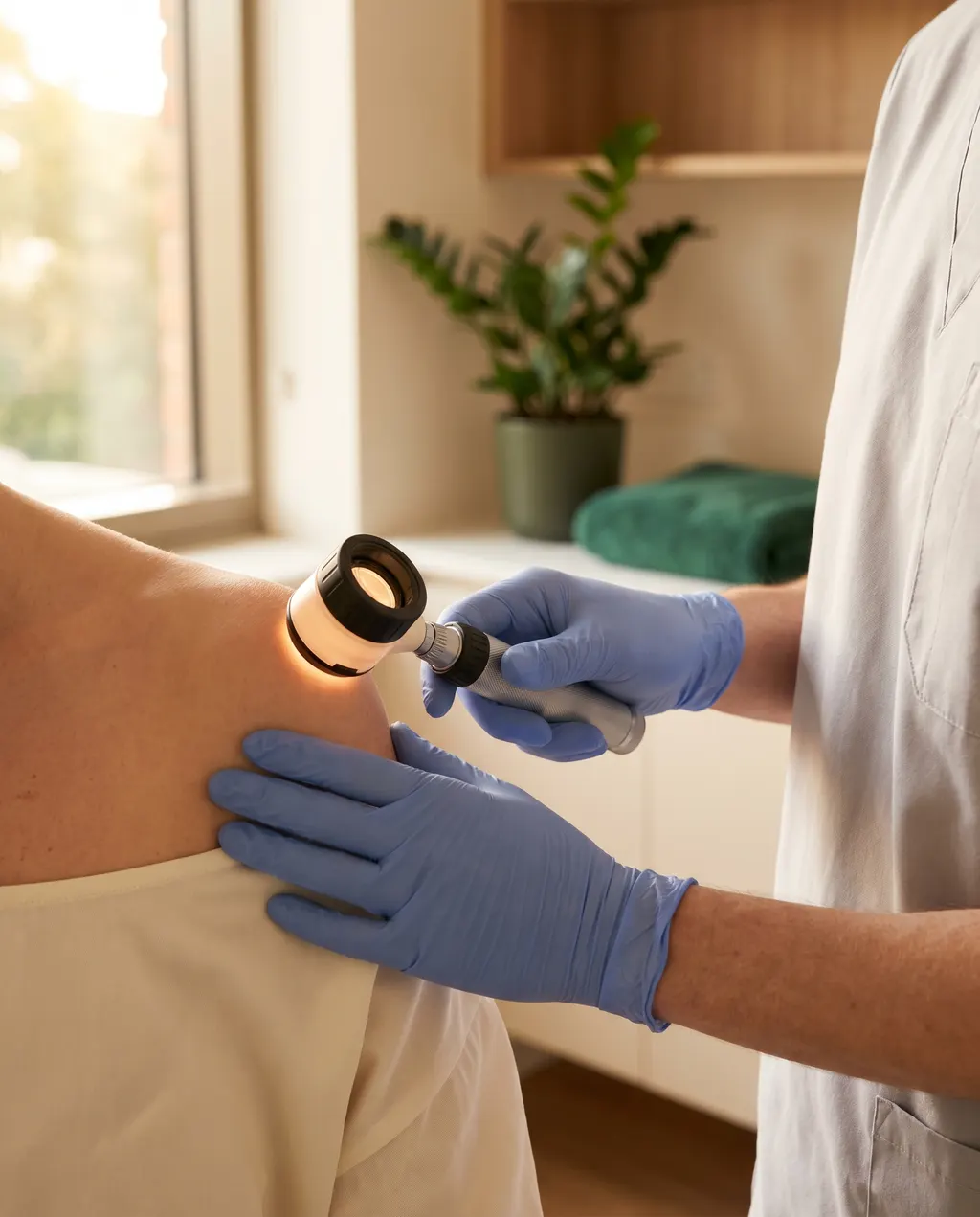 Consultant performing a skin procedure