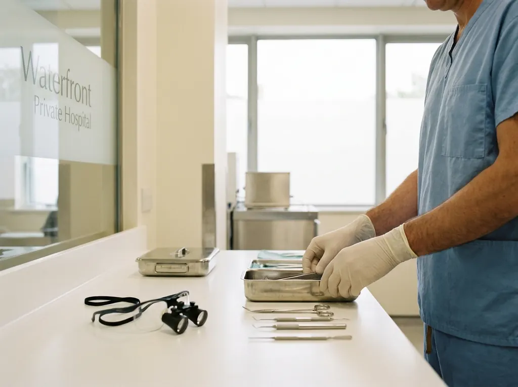 Sterile preparation area at the Waterfront Private Hospital — clinical reference image.